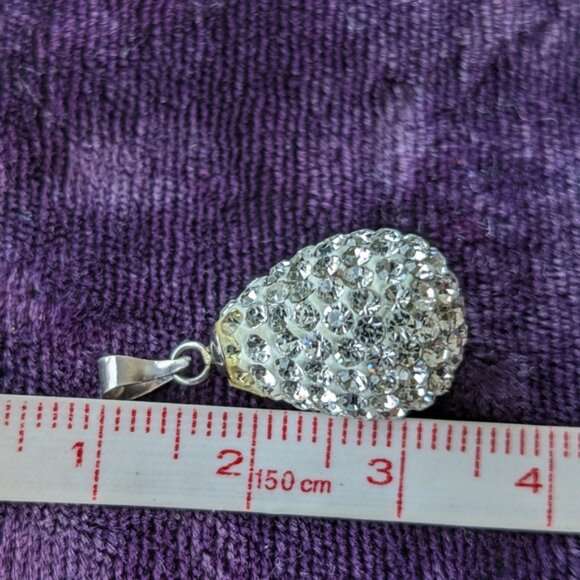 925 Sterling Silver Teardrop Pendant With Sparkly Crystals - Picture 5 of 7